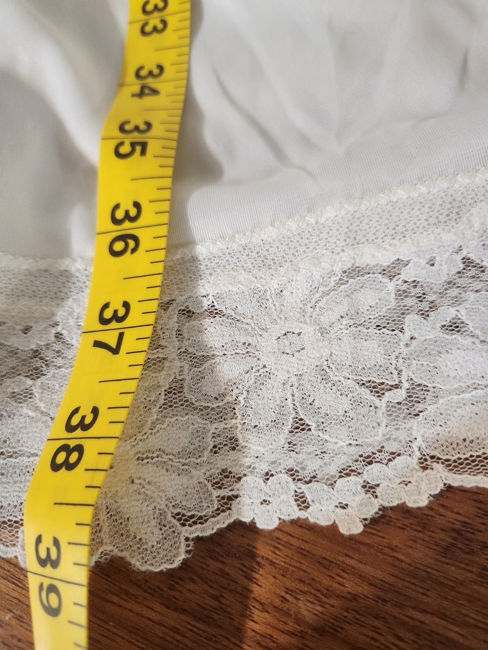 Vintage Elegant White Lace-Trim Slip Dress with Sheer Bodice XS/S - Picture 10 of 10